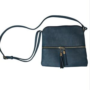 Forest Green Crossbody Purse with zipper tassels